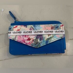 LEATHER FOREVER Floral Blue Leather Wallet